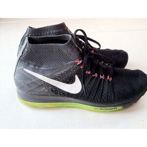 Nike Zoom All Out Flyknit Size US 8.5 Womens Running Shoes Trainers Black Grey